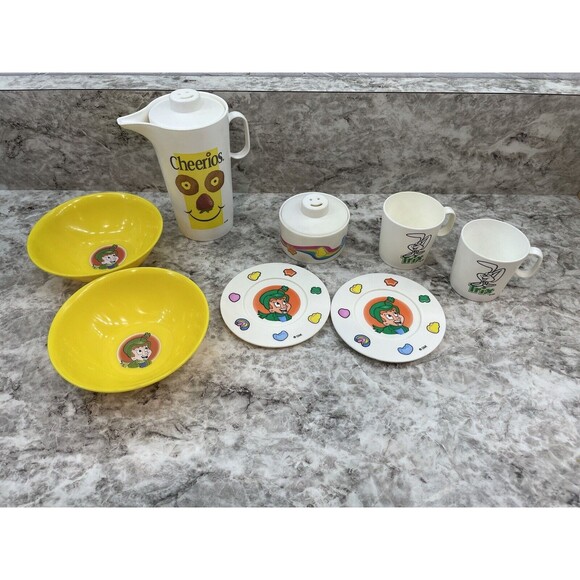 Unbranded Other - Trix Lucky Charms Cheerios Plates Bowls Pitcher Cups Dishes Pretend Play Retro
